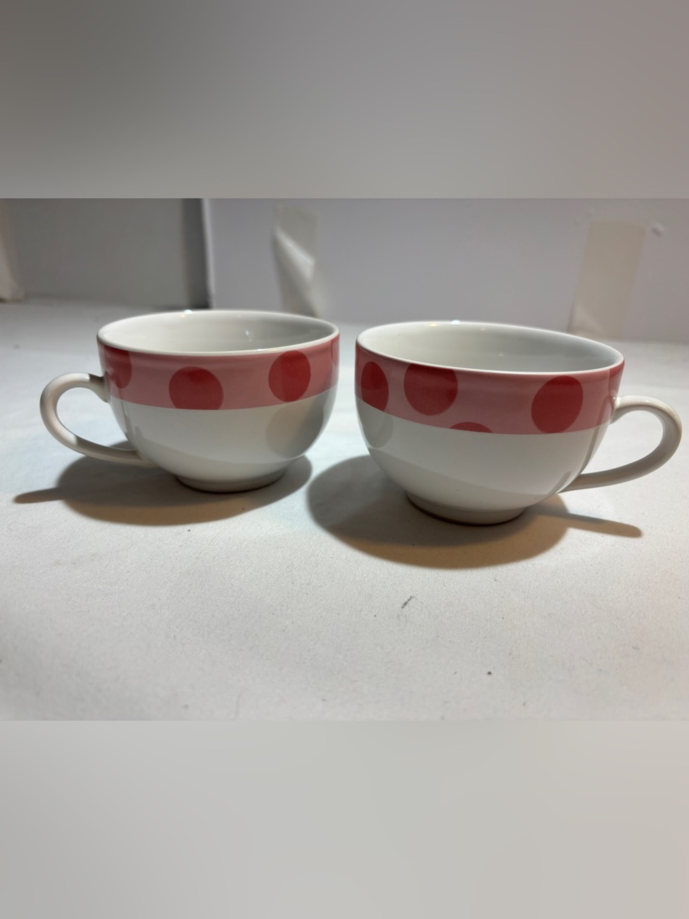 Rosanna Polka Dot Pink Rim Ceramic Teacup Set - 2-Pack
